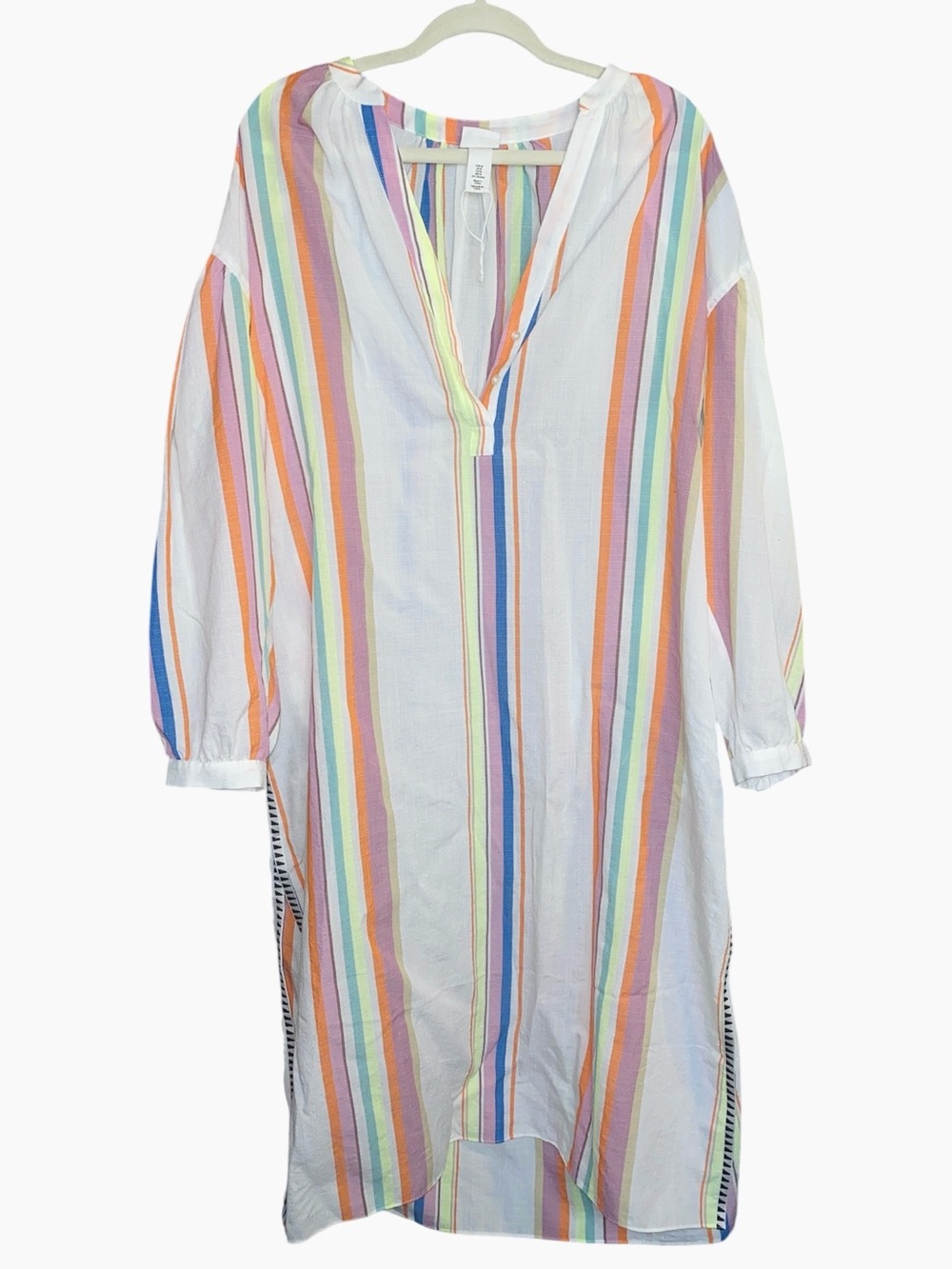 LEM LEM Cream/Orange Multicolor Striped Midi Dress, Size Medium - Picture 3 of 8